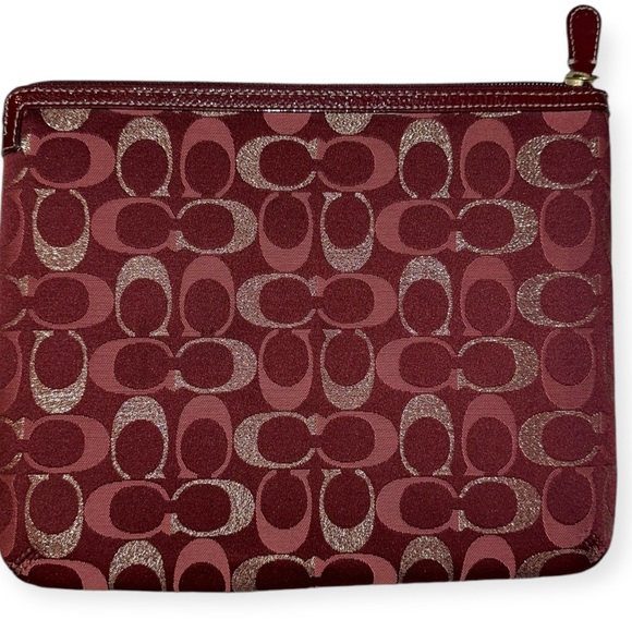 COACH Padded Tablet Signature Jacquard Case Burgundy - Picture 3 of 10